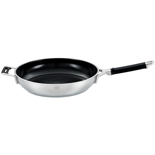 RÖSLE SILENCE PRO CeraPlus Bratpfanne, Antihaft & Robust - Ø 32 cm, Hitzebeständig bis 260 °C, Keramikversiegelung, silbern, Edelstahl 18/10, spülmaschinengeeignet von RÖSLE