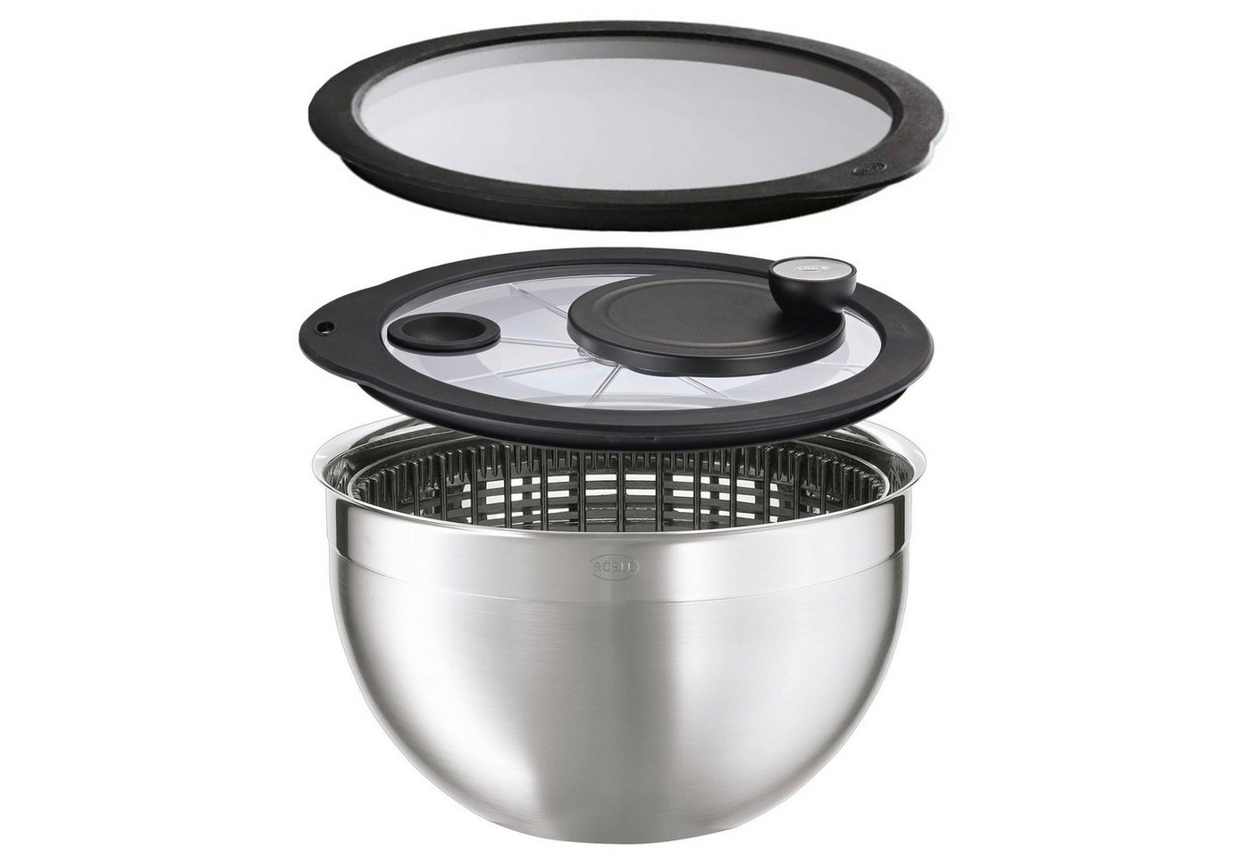 RÖSLE Salatschleuder RÖSLE Salatschleuder incl. Glasdeckel und Frischhaltedeckel Edelstahl RÖSLE Salatschleuder RÖSLE Salatschleuder incl. Glasdeckel und Frischhaltedeckel Edelstahl von RÖSLE