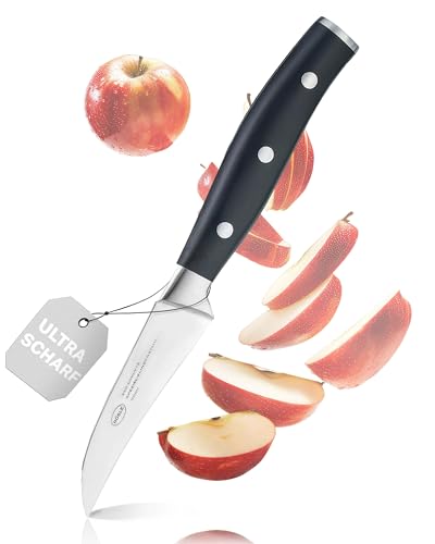 RÖSLE Schälmesser Tradition 8 cm - Hochwertiges Küchenmesser zum Schälen von Obst und Gemüse, gebogene Klinge aus Klingenstahl, ergonomischer Griff, scharfes Küchenmesser für präzises Arbeiten von RÖSLE
