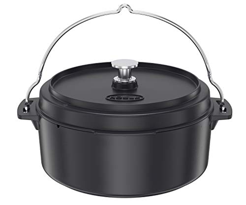 RÖSLE VARIO Dutch Oven, Hochwertiger Dutch Oven aus emailliertem Gusseisen, Deckel als Pfanne einsetzbar, mit Tragebügel, 8,5 l, 43,5 x 36 x 20 cm, Schwarz von RÖSLE