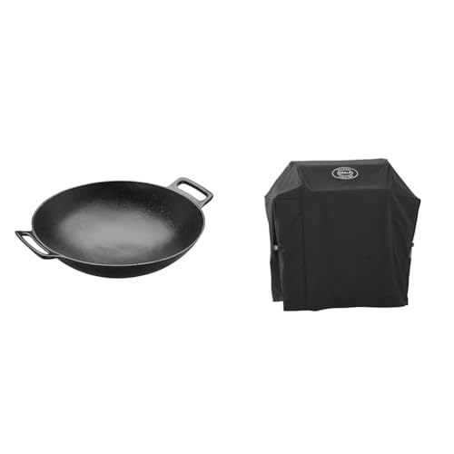 RÖSLE VARIO Wok, Hochwertiger Wok aus emailliertem Gusseisen zum scharfen Anbraten & Abdeckhaube BBQ-Station VIDERO G4/G4-S, Hochwertige Schützhülle von RÖSLE