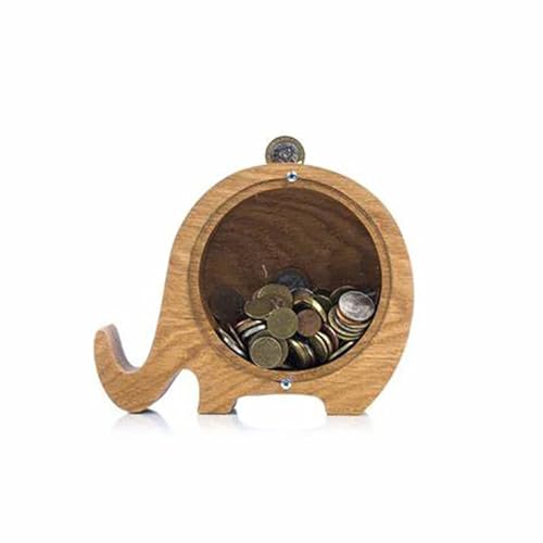 Holz Cartoon Tier Sparschwein Nette Dinosaurier Katze Löwe Münze Transparent Kreative Design Sicher Kinder Geschenk Desktop(Style 12) von ROEUIPG