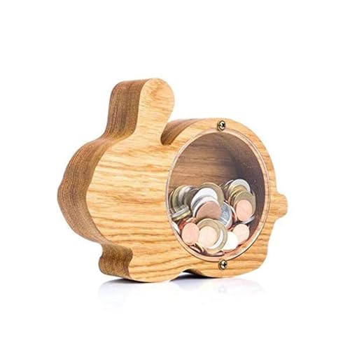 Holz Cartoon Tier Sparschwein Nette Dinosaurier Katze Löwe Münze Transparent Kreative Design Sicher Kinder Geschenk Desktop(Style 16) von ROEUIPG