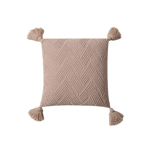 ROEUIPG 2 STÜCKE Kissenbezug Handgemachte süße Quaste Sofa 45 * 45 Solide Grün Beige Home Decor(Apricot) von ROEUIPG