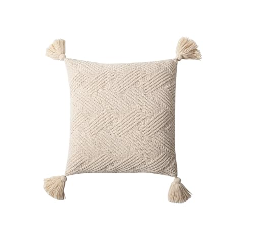 ROEUIPG 2 STÜCKE Kissenbezug Handgemachte süße Quaste Sofa 45 * 45 Solide Grün Beige Home Decor(Beige) von ROEUIPG