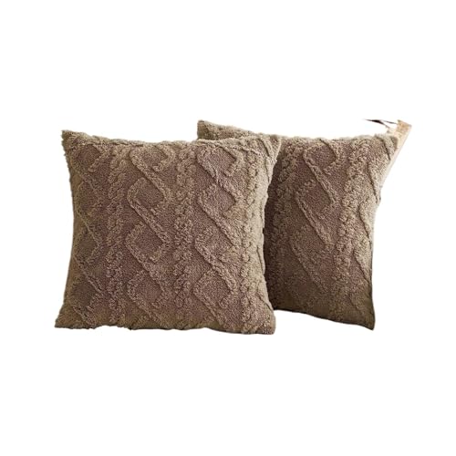 ROEUIPG 2 stücke Dekorative Kissen Fall Weiche Kurze Plüsch Quadratischen Muster Kissen Abdeckung Moderne Dekorative Sofa Familie(Chocolate,550mm*550mm) von ROEUIPG