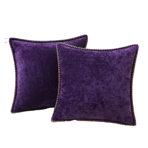 ROEUIPG 2 stücke Kissenbezug Kissenbezug Sofa Dekorativer Dekokissenbezug Weich for Wohnzimmer Dekor(Purple,18x18inch(45x45cm)) von ROEUIPG