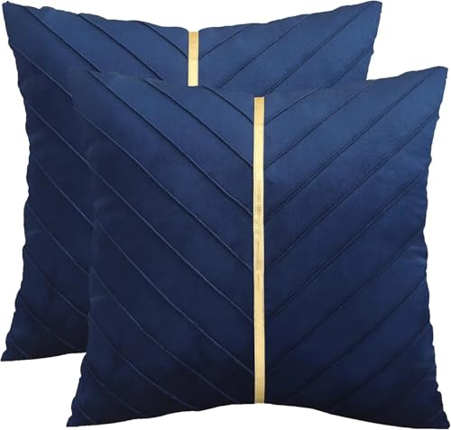 ROEUIPG 2Pcs Samt Werfen Kissen Abdeckungen Dekorative Couch Kissenbezug Luxus Moderne Kissen Abdeckungen(DEEP Blue,500mm*500mm) von ROEUIPG