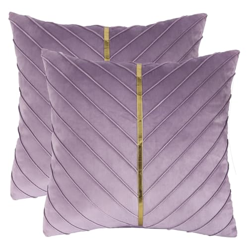 ROEUIPG 2Pcs Samt Werfen Kissen Abdeckungen Dekorative Couch Kissenbezug Luxus Moderne Kissen Abdeckungen(Lavender,600mm*600mm) von ROEUIPG