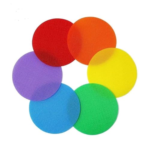 ROEUIPG 30 Stück Bodenspiel Punkt Distanzierung Sozialsport Lehrmittel Teppichmarkierungen Bunte Sitzaufkleber Teppichpunktmarkierungen(Round) von ROEUIPG