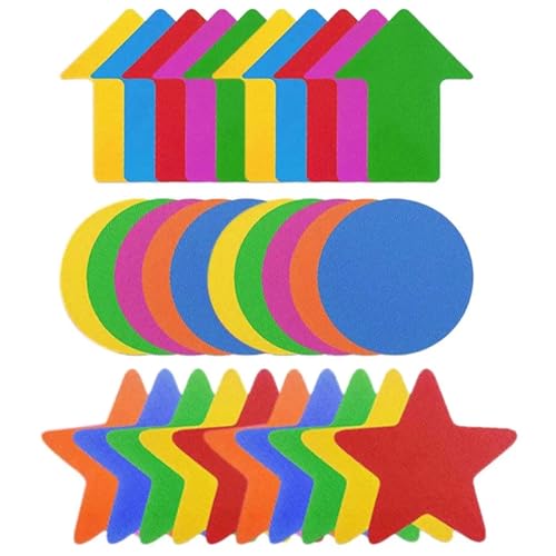 ROEUIPG 30 Stück Teppichmarkierungen Boden Klassenzimmer Flecken Kreise Punktmarkierung Bunte Sitzaufkleber Distanzierung Soziale Arrowss Group Multi Up Line von ROEUIPG