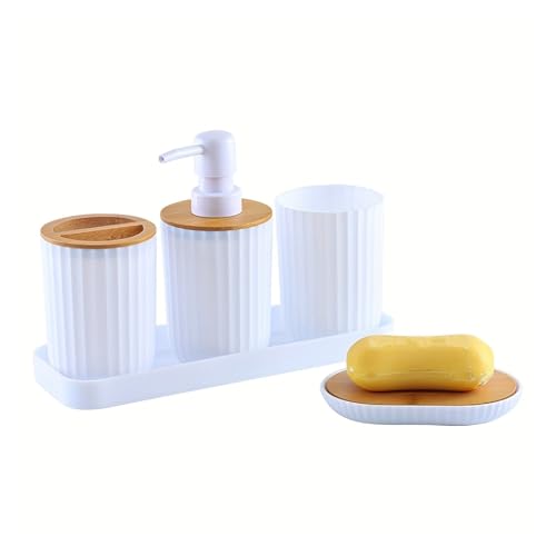 ROEUIPG Badezimmer Zubehör Set Seife Spender Flasche Geschirr Waschraum Zahnbürste Halter Tasse Anzug Lotion Rack Zahnbürste Halter Rack 1set(White) von ROEUIPG