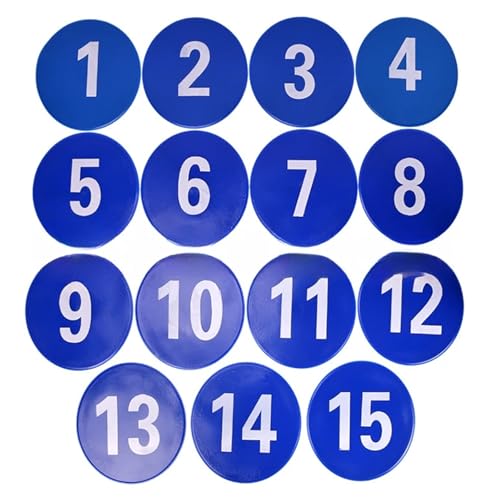 ROEUIPG Sport-Nummernmarkierungen 1 bis 15, Teppich-Nummernmarkierungen mit 5 Hellen Farben for das Fußballtraining(Blue) von ROEUIPG