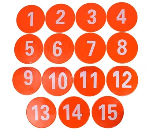 ROEUIPG Sport-Nummernmarkierungen 1 bis 15, Teppich-Nummernmarkierungen mit 5 Hellen Farben for das Fußballtraining(Orange) von ROEUIPG