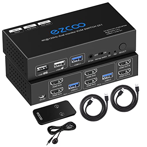8K HDMI 2.1 KVM Switch Dual Monitor USB 3.0 2 Ports mit Hotkey 8K 60Hz 4K 120Hz 48Gbps HDCP2.3 HDMI Extended Display Share 2 PC mit einer Tastatur Mous HDR D-olby Vision VRR IR Remote Control 8K HDMI 2.1 KVM Switch Dual Monitor USB 3.0 2 Ports mit Hotkey 8K 60Hz 4K 120Hz 48Gbps HDCP2.3 HDMI Extended Display Share 2 PC mit einer Tastatur Mous HDR D-olby Vision VRR IR Remote Control von ROFAVEZCO