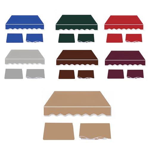 Markisenbespannung Canvas Markisenstoff (ohne Rahmen), Patio Markise Außen Stoff Ersatz, Polyester Einziehbare Markisentuch, Markisen Tuch Markisenbespannung für Markise(Khaki,4x3.5m(13x11.5ft)) von ROFBIHG