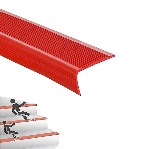 PVC-Material Starkes Anti-Rutschband, L-förmiger Rutschfester Streifen, Antirutsch Treppe Streifen für Treppen, Haftend und Rutschfest, Treppen Geeignet für Hotels/Kindergärten ( Color : Red , Size : von ROFBIHG