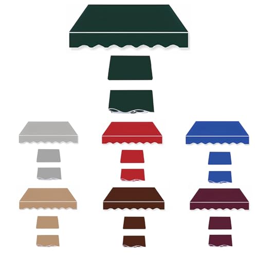 Patio Markise Außen Stoff Ersatz, Markisenvolant Markisenstoff Fertig Genäht (ohne Rahmen), Polyester Einziehbare Markisentuch, Sonnenschutz Stoff Außen Markisenstoff Wasserdicht(Dark green,5x3.5m(16x von ROFBIHG