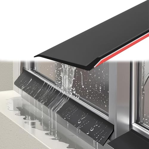 ROFBIHG Regenschutzleiste für Fenster Und Türen, Schwarzes Gummidichtungsband Selbstklebendes Fensterabdichtungsband, Langlebig Und Wetterfest, Wasserdichte Barriere(1m(3.3ft),4.5cm) von ROFBIHG