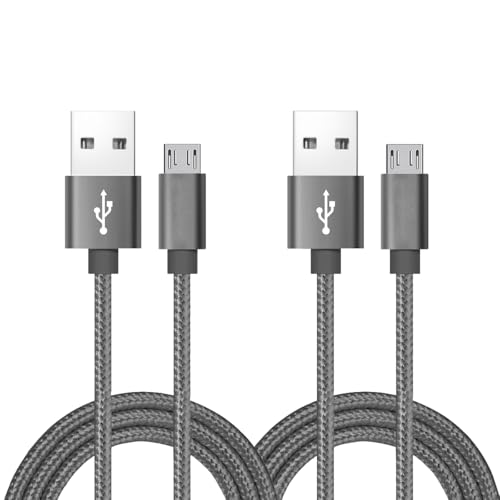 Micro USB Kabel, [2Pack] 1,2M Android Ladegerät, Nylon geflochtenes Micro USB Ladegerät, High Speed USB 2.0 A zu Micro B Ladekabel Universal für HTC, S6, Kindle, Android und mehr (Grau, 1,2M) von ROFICORD