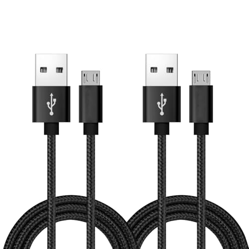 Micro USB Kabel, [2Pack] 1,8M Android Ladegerät, Nylon geflochtenes Micro USB Ladegerät, High Speed USB 2.0 A zu Micro B Ladekabel Universal für HTC, S6, Kindle, Android und mehr (Schwarz, 1,8M) von ROFICORD