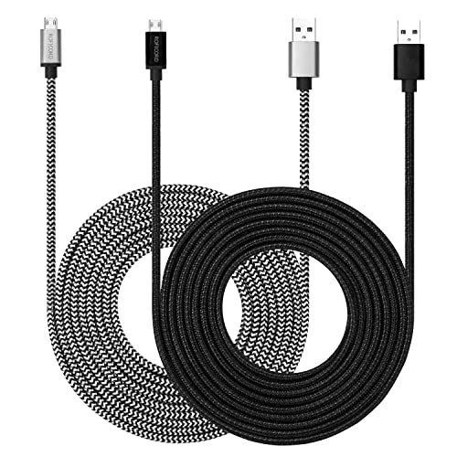 Micro-USB-Kabel [2 Stück 3m] mit 3A Schnellladung ultra-langlebig, 3 m, geflochtenes Nylon-Ladekabel für Galaxy S7/S6/J8/J7 Note 5, Kindle, LG, PS4, Kamera, Xbox One und mehr (schwarz + weiß) von ROFICORD