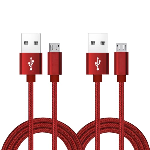 ROFICORD Micro USB Kabel, [2Pack] 1,8M Android Ladegerät, Nylon geflochtenes Micro USB Ladegerät, High Speed USB 2.0 A zu Micro B Ladekabel Universal für HTC, S6, Kindle, Android und mehr (Rot, 1,8M) von ROFICORD