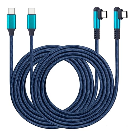 ROFICORD USB-C-auf-USB-C-Kabel [2 Stück] 60W Typ C rechtwinkliges Kabel Schnelles Laden für Telefon 16/15 ProMax/S24/S23/S22/MacBook Air/Pad/CarPlay und andere USB-C-Geräte (2 Stück Dunkelblau, 3 M) von ROFICORD