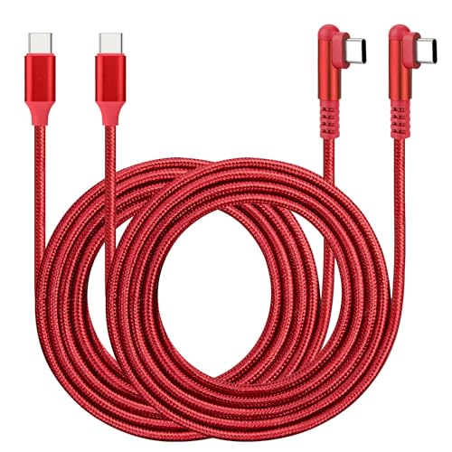 ROFICORD USB-C-auf-USB-C-Kabel [2 Stück] 60W Typ C rechtwinkliges Kabel Schnelles Laden für Telefon 16/15 ProMax/S24/S23/S22/MacBook Air/Pad/CarPlay und andere USB-C-Geräte (2 Stück Rot, 3 M) von ROFICORD