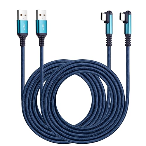 ROFICORD USB-Typ-C-Ladekabel, 3A, [2er-Pack, 1.5m+1.5m], rechtwinklig, 90 Grad, Schnellladung, geflochtenes Kabel, kompatibel mit Galaxy S10, S9 und anderen Typ-C-Geräten (1.5M+1.5M, Blau) von ROFICORD
