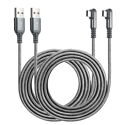 ROFICORD USB-Typ-C-Ladekabel, 3A, [2er-Pack, 1.5m+1.5m], rechtwinklig, 90 Grad, Schnellladung, geflochtenes Kabel, kompatibel mit Galaxy S10, S9 und anderen Typ-C-Geräten (1.5M+1.5M, Grau) von ROFICORD