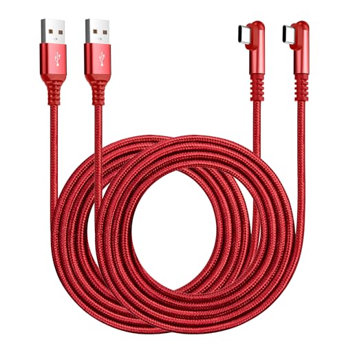 ROFICORD USB-Typ-C-Ladekabel, 3A, [2er-Pack, 3m+3m], rechtwinklig, 90 Grad, Schnellladung, geflochtenes Kabel, kompatibel mit Galaxy S10, S9 und anderen Typ-C-Geräten (3M+3M, Rot) von ROFICORD