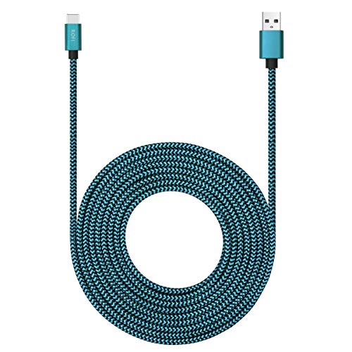 ROFICORD USB Typ C Kabel, 4,6m, mit 3A Schnellladung, Ultra langes und extrem haltbares Nylon geflochtenes USB C Ladekabel für Galaxy S10/S9/S8/Google Pixel/LG/OnePlus/Moto und mehr (Blau) von ROFICORD