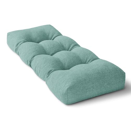 ROFIEJOX Bankauflage 122 cm - Hochdichter Schaumstoff - rutschfeste Unterseite - weich & langlebig für Fenster Gartenmöbel (Hellgrün, 122 x 40 x 10 cm) von ROFIEJOX