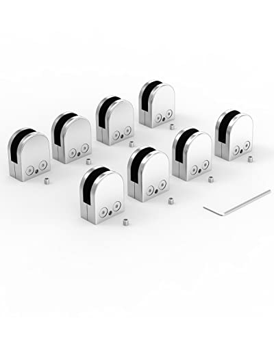 Glass Clamps, ROFMAPLE 8 PCS Stainless Steel 304 Glass Clamps Adjustable 8-10mm (5/16 ¨C 25/64 Inch) Glass Bracket Flat Back for Balustrade Staircase Handrail von ROFMAPLE