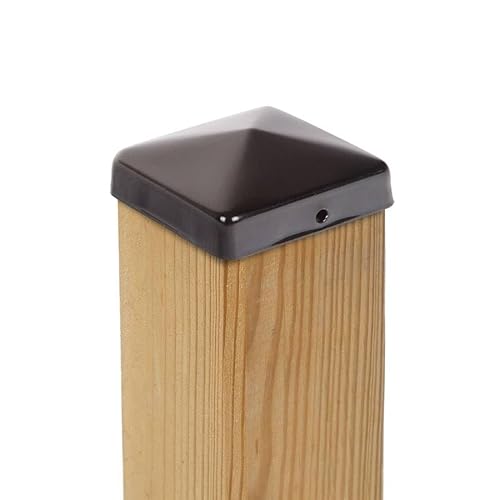 10 x PFOSTENKAPPE PYRAMIDE STAHL SCHWARZ PULVERBESCHICHTET 141 x 141 MM von ROG garden-line