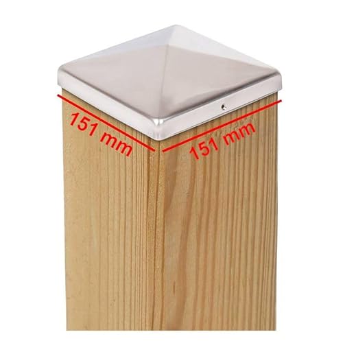 4 x PFOSTENKAPPE PYRAMIDE EDELSTAHL151 x 151 MM von ROG garden-line