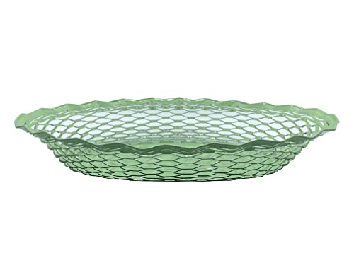 Roger Orfevre Servierkorb aus Edelstahl, oval, 30,5 x 24,1 cm, 100 % französisch, Pastellgrün von ROGER ORFEVRE