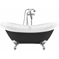 Freistehende Badewanne mit Füßen darlington schwarz Adlerfüße chrom 175 cm - Adlerfüße chrom von ROGIER&MOTHES