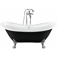 Freistehende Badewanne mit Füßen darlington schwarz Löwenfüße chrom 175 cm - Löwenfüße chrom von ROGIER&MOTHES