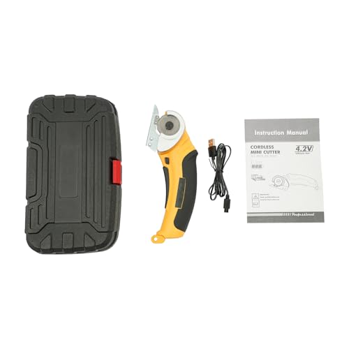 300r/min Kabellose Elektrische Schere, Elektrische Stoffschere, Kartonschneider Schnurlose mit Bürstenloser Motor, für Karton, Kaschmir, Stoff Leder Textilien DIY Haushalt - Gelb von ROGONPDK