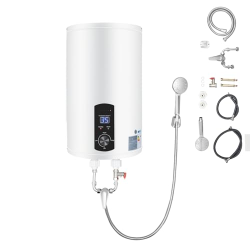 Elektrospeicher Warmwasserspeicher| 2000W Elektrische Instant| Wandmontage-Wasserboiler mit Handbrause & Schläuche | Temperaturregelungsbereich: 25-75°C| Fassungsvermögen Behälters 30-70L (Weiß, 30L) von ROGONPDK