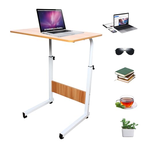 Laptoptisch Beistelltisch | Notebooktisch Pflegetisch | Computertisch Mobiler Höhenverstellbar 70-90cm | Laptopständer Sofatisch Nachttisch | Hubtisch mit Rollen | Tragfähigkeit Kapazität: 15 kg von ROGONPDK