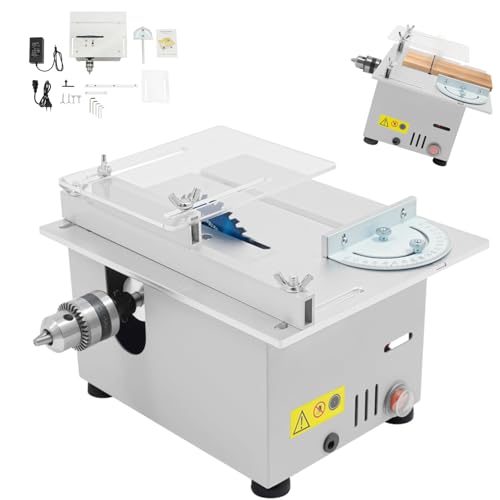 Mini-Tischkreissägen-Set | 9000rpm Elektrische DIY Tischkreissäge Handgefertigte | Sägeblatt Kreissäge Tischsäge Schneiden | 7-Gang-Netzteil Einstellbarer Table Saw | Schleifscheiben-Maschine von ROGONPDK