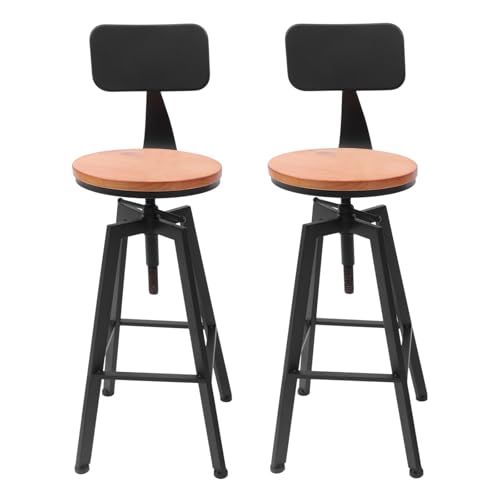 ROGONPDK 2Stk Set Retro Runder Barhocker | Stabil Barstühle Hochsitz mit Rückenlehne Metall Pedal | Stuhl Barstuhl Höhenverstellbar 64–84 cm | Holz Vintage Stühl Küchenstühle Tragfähigkeit: 100 kg ROGONPDK 2Stk Set Retro Runder Barhocker | Stabil Barstühle Hochsitz mit Rückenlehne Metall Pedal | Stuhl Barstuhl Höhenverstellbar 64–84 cm | Holz Vintage Stühl Küchenstühle Tragfähigkeit: 100 kg von ROGONPDK