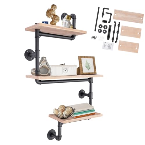 ROGONPDK 3 Schichten Schweberegal | Multifunktional 3 Tier Retro Holz Wandregal | Aufbewahrungsregal Vintage Hängeregal Bücherregal | Industrielle Rohrregal Massivholzregal für Wohnzimmer ROGONPDK 3 Schichten Schweberegal | Multifunktional 3 Tier Retro Holz Wandregal | Aufbewahrungsregal Vintage Hängeregal Bücherregal | Industrielle Rohrregal Massivholzregal für Wohnzimmer von ROGONPDK