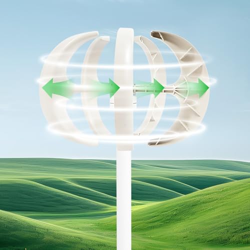 ROGONPDK 600W Lantern Windgenerator | 12V Vertikaler Windkraftanlage Windrad Turbine | 5 Blade Solargenerator | Vertikale Achse Windturbine Generator mit Steuergerät | Betriebstemperatur: -40～80℃ von ROGONPDK