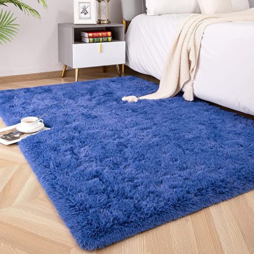 ROHATIM Hochflor Teppich Wohnzimmer Super weich Shaggy Teppich Flauschiger,Soft Area Rug Schlafzimmer Teppiche Super weich Fluffy Kindermatte(Blau,200 x 300 cm) von ROHATIM