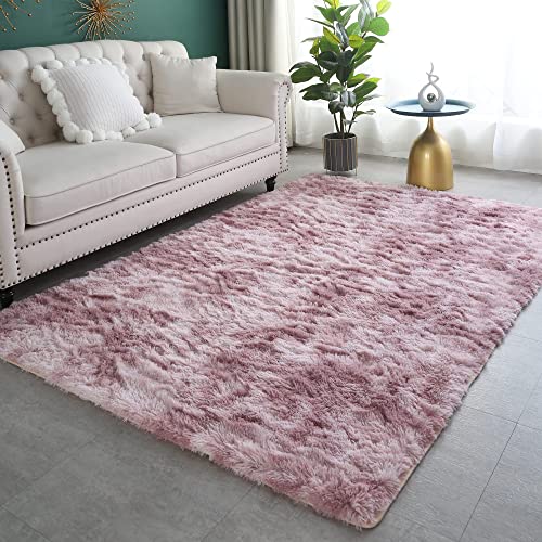 ROHATIM Hochflor Teppich Wohnzimmer Super weich Shaggy Teppich Flauschiger,Soft Area Rug Schlafzimmer Teppiche Super weich Fluffy Kindermatte Carpet(rosa lila,160 x 230 cm) von ROHATIM