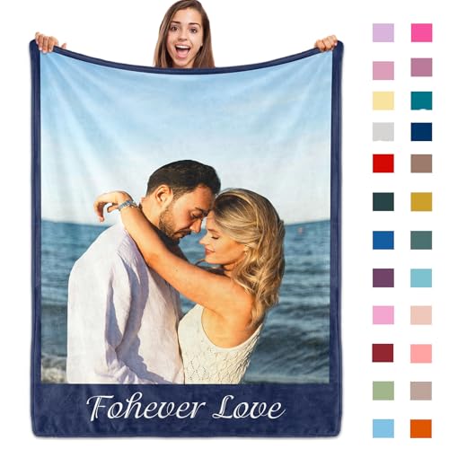 ROHBVMN Personalisierte Decke mit Foto- und Textdruck,Decke personalisiert babydecke, kuscheldecke personalisiert für Freundin, Freund,Ehemann, HD-Druck Foto-Decke fotodecke selbst gestalten von ROHBVMN